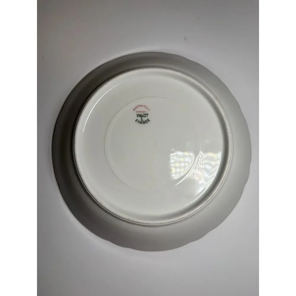 Haviland & Co Limoges France Porcelain Plate White Gold Floral Scalloped vintage